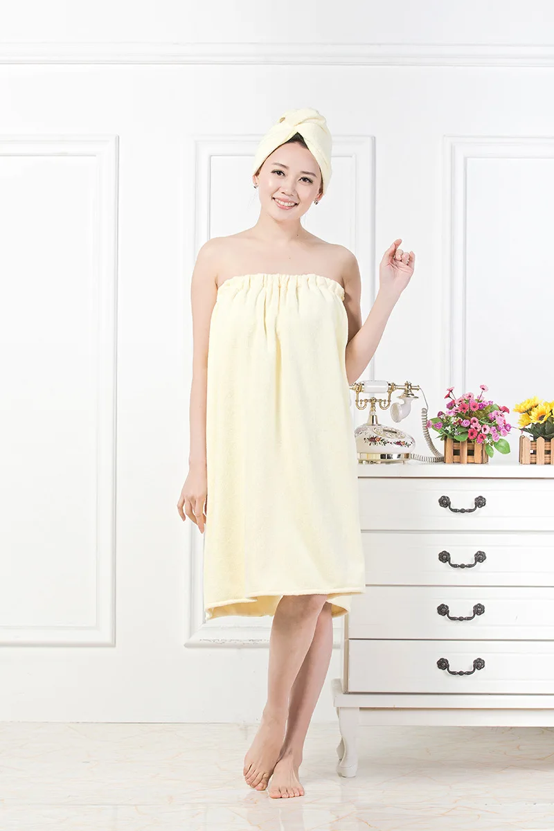 Новинка 2017 банное полотенце Set 1PC женский халат + 1 шт. шапочка для волос Хлопок