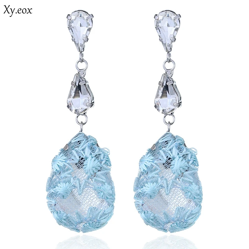 Женские серьги-капельки Swarovski 1 пара кружевных сережек с кристаллами