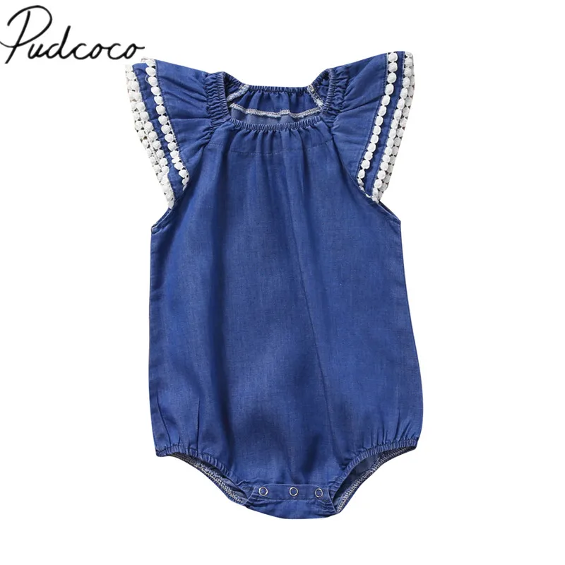 Джинсовый комбинезон для новорожденных девочек без рукавов с бахромой одежда из