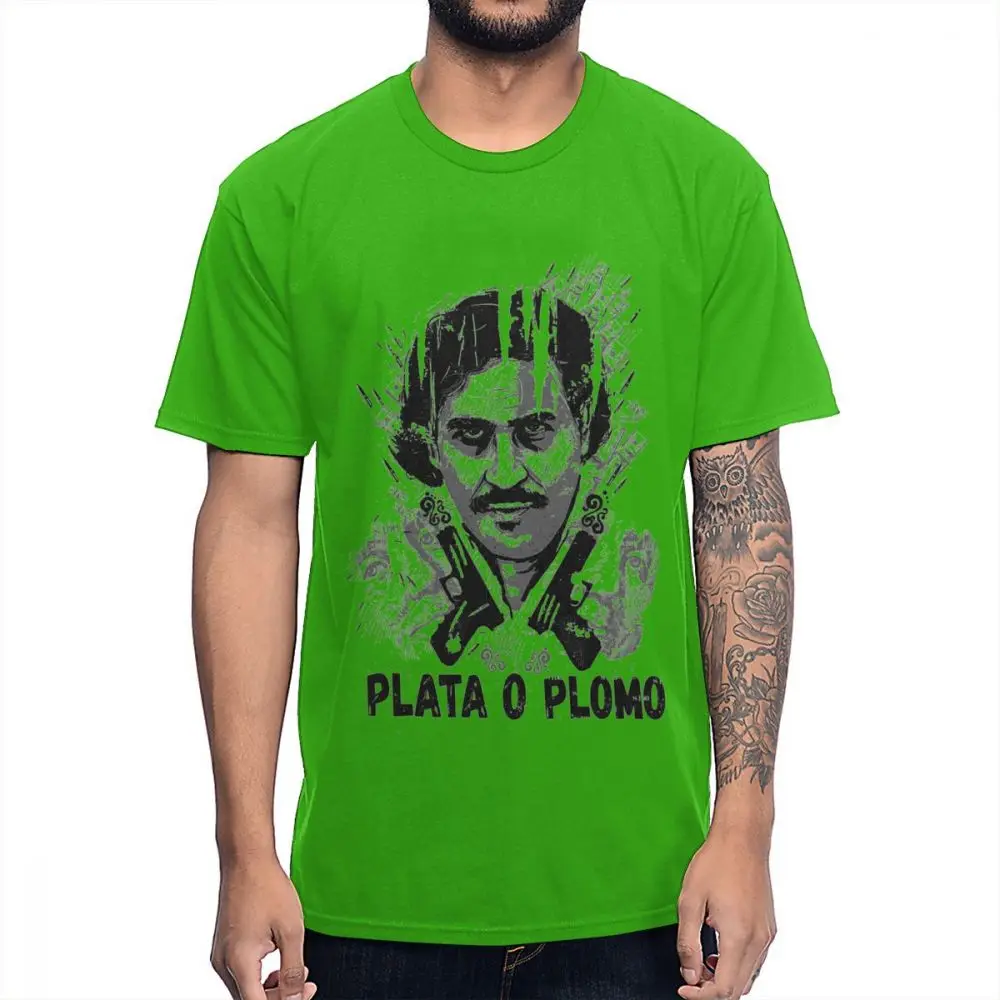 Новое поступление для человека, наркос плата о Plomo Пабло, футболка Escobar, здоровый хлопок, рисунок la Camiseta, S-6XL, большие размеры - Цвет: Зеленый