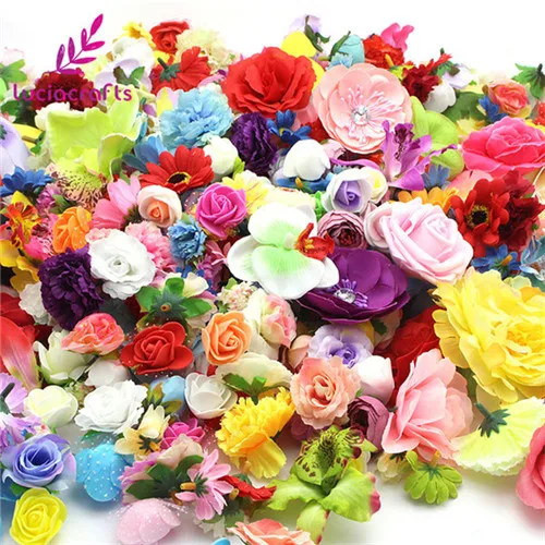 Lucia crafts 50 г/лот, приблизительно 35 шт. разные цвета в произвольном порядке Размер Искусственный Цветок голова Свадебная вечеринка DIY украшения принадлежности A1001 - Цвет: Mixed colors
