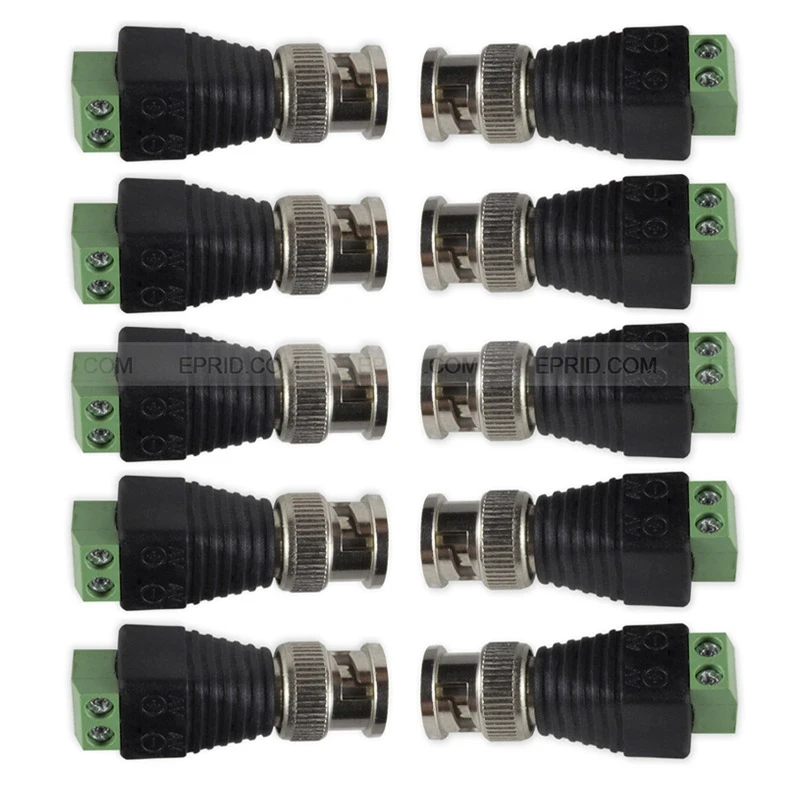 

100pcs CAT5 To Camera CCTV Video Balun BNC Male Plug AV Screw Terminal Connector