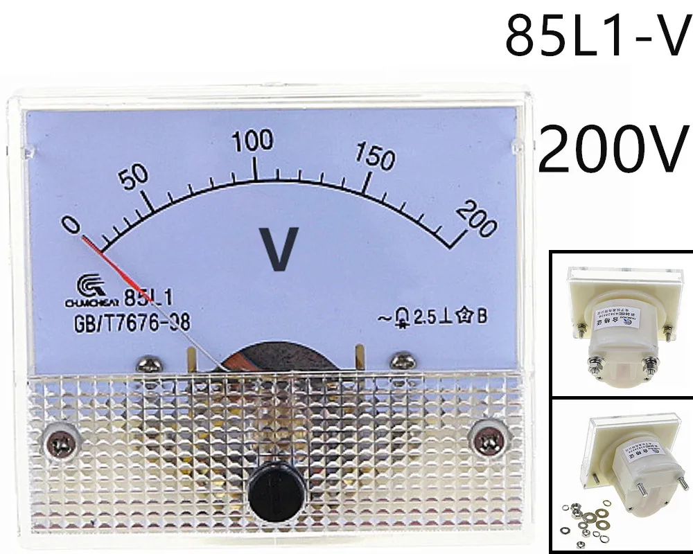 

1PCS 85L1-V 200V AC Analog Voltmeter Panel Voltage Meter 64*56mm