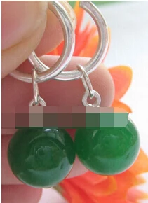 LL &ltКрасивые 12 мм 100% естественный идеально круглый зеленый серьги|green earrings|earrings