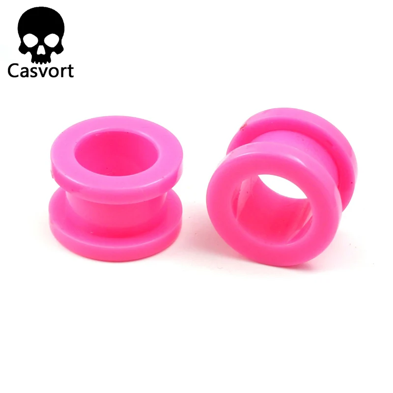 pink Casvort дешевые акриловые Винтовые Тоннели для ушей и туннелированный пирсинг Носилки Серьги Туннели ювелирные изделия пара 2 шт Лот - Окраска металла: pink