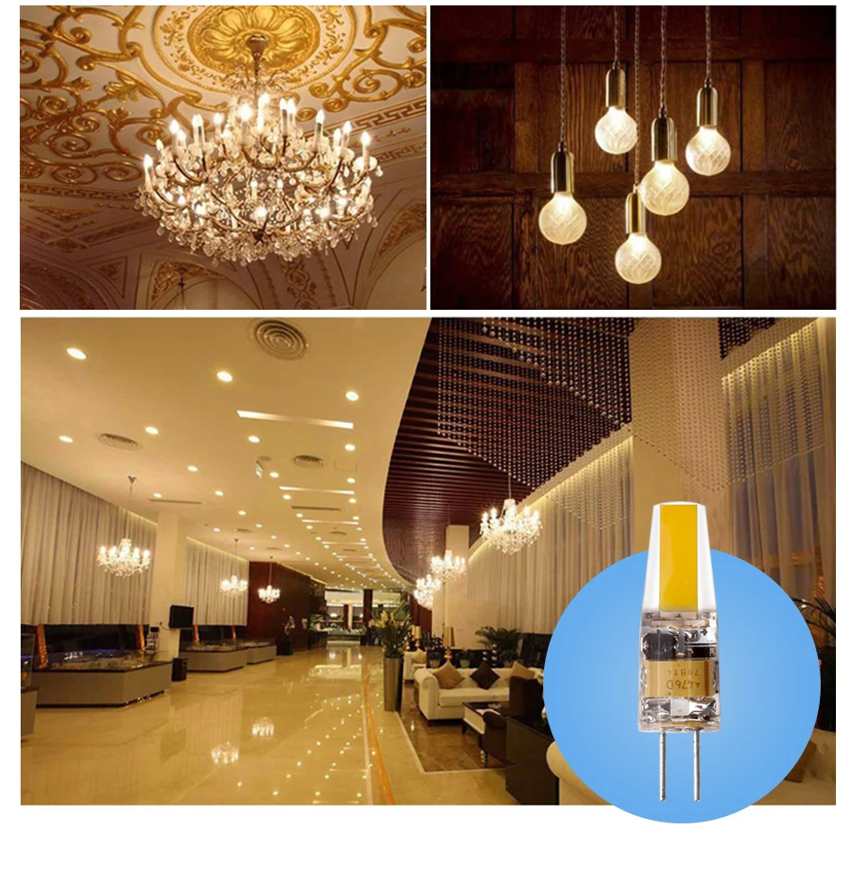 Светодиодный G4 G9 E14 лампа с затемнением AC DC 12V 220V 3W 6W 9W COB SMD Замена галогенного освещения прожектора люстра Bombillas