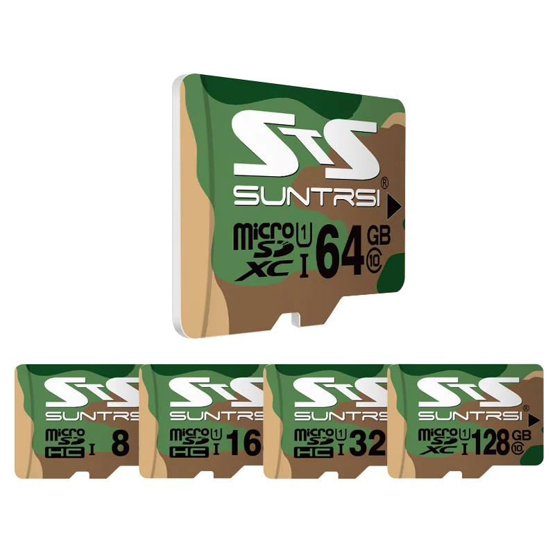 Suntrsi зеленый камуфляж Micro SD карта 128 ГБ/64 Гб/32 ГБ/16 Гб класс 10 высокая скорость для