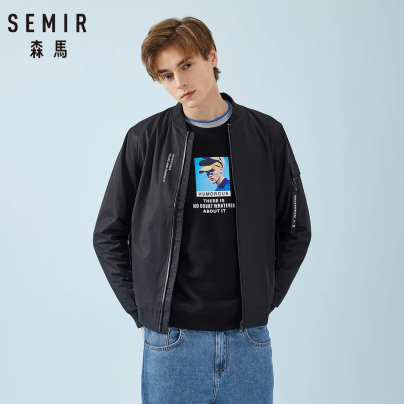 Мужская бейсбольная куртка SEMIR мужская бомбер на молнии с карманом трикотажная