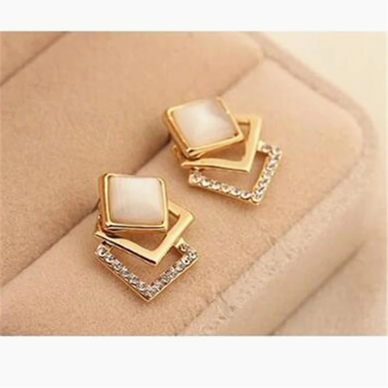 2018 Горячая новинка модные геометрические квадраты Опал серьги трехмерные Brincos