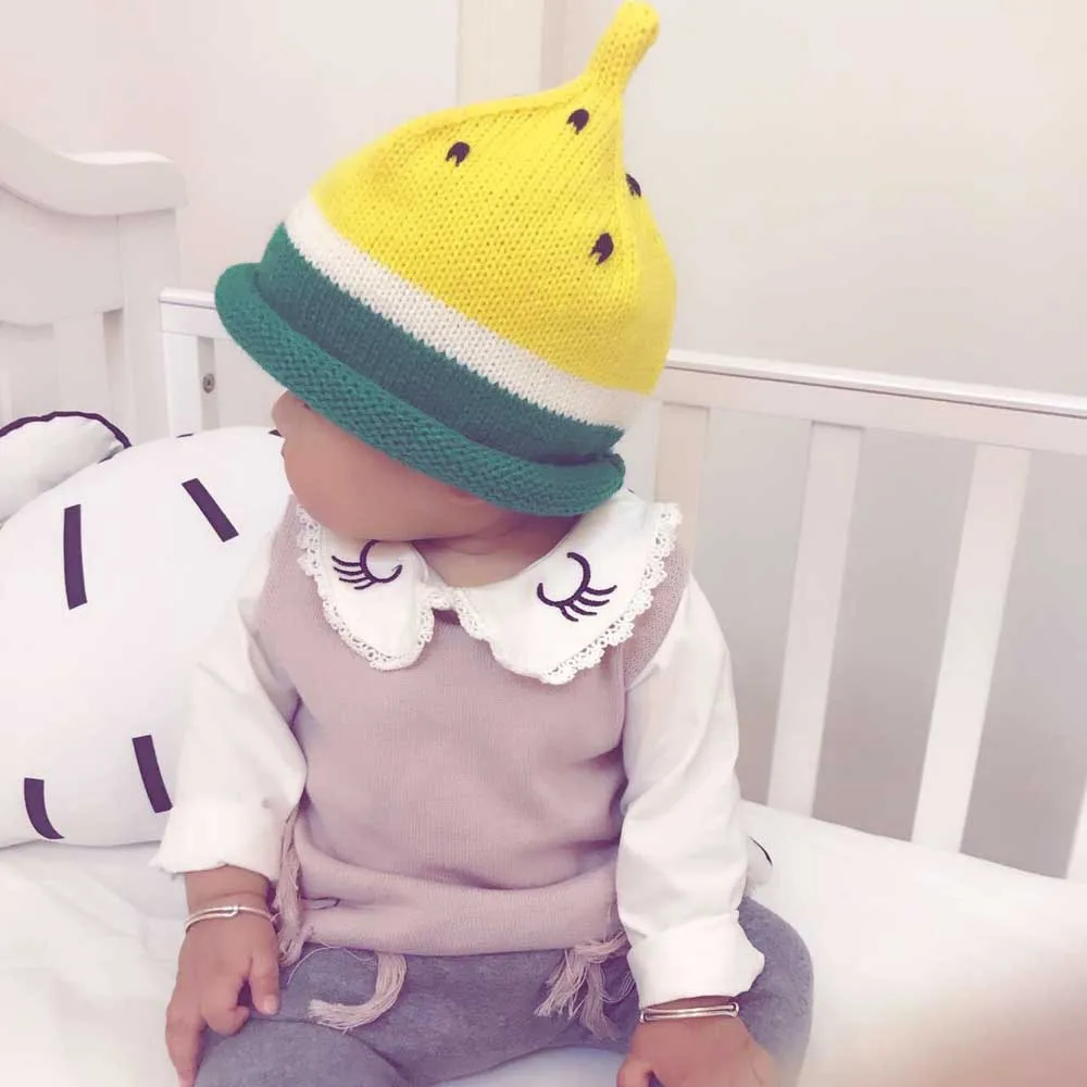 Spring Autumn Winter Warm Baby Clothes Hat Caps Kids Girl Boy Watermelon Crochet Knit Beanie Cap Children's hat | Детская одежда и