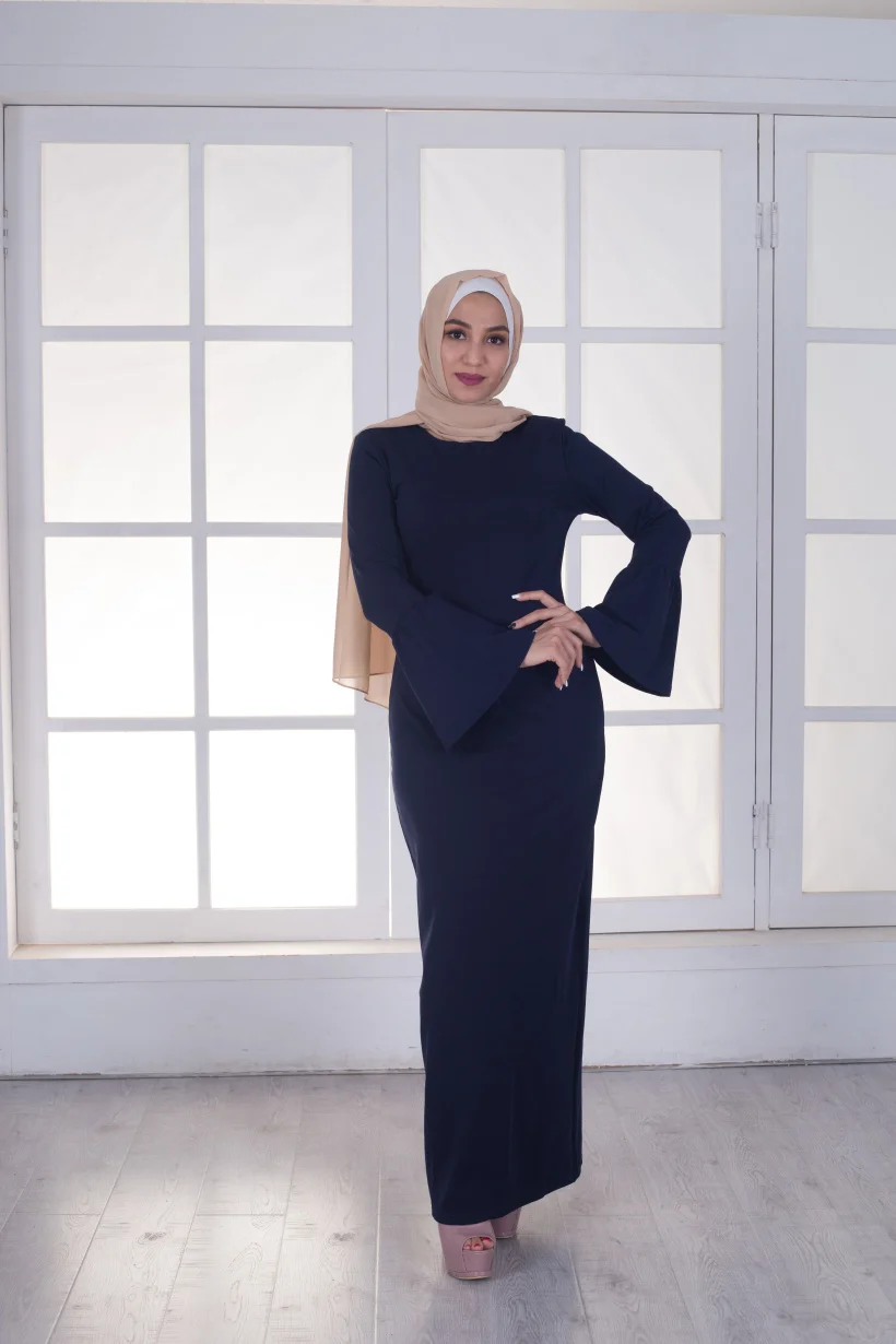 Мусульманское женское платье макси Abaya длинное с расклешенными рукавами кимоно