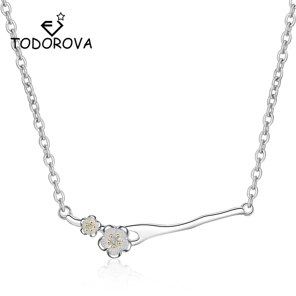 

Todorova Branch Flower Necklaces & Pendants Cherry Blossoms With Chain Choker Necklace for Women Jewelry Collar Colar