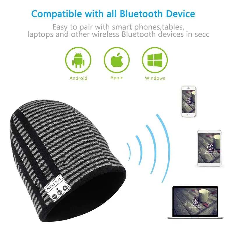 Bluetooth Beanie музыкальная шапка беспроводные наушники шапочка встроенный микрофон