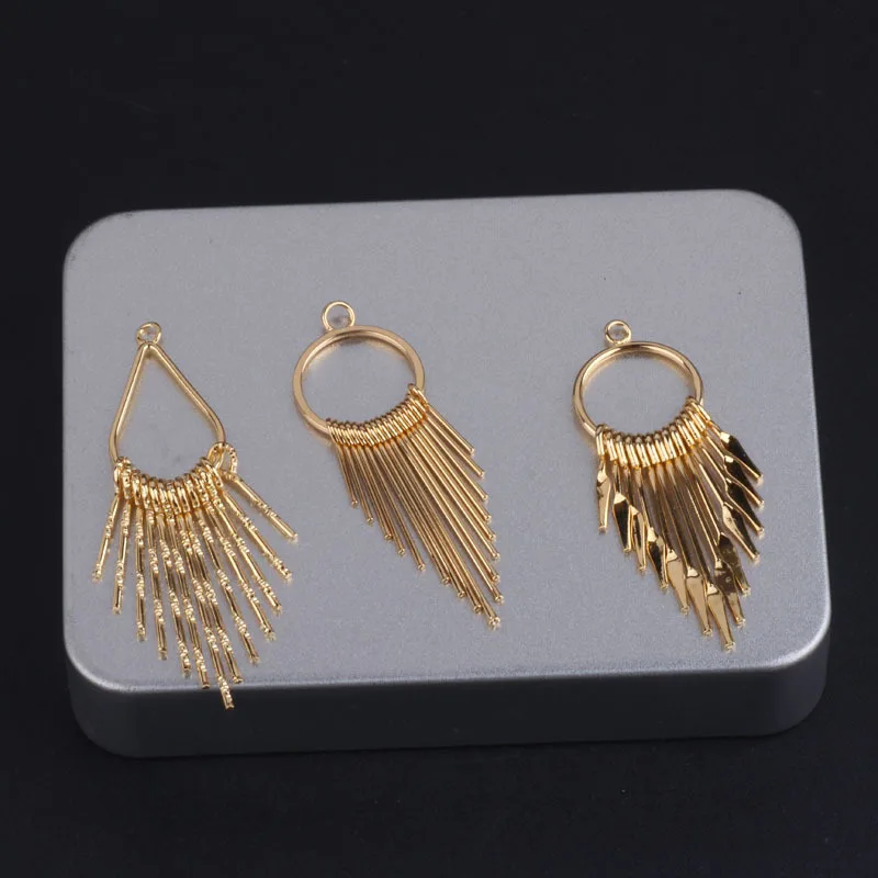DIY ювелирные аксессуары 18k позолоченные гальванические цветные с бахромой Темперамент Преувеличенные геометрические серьги кулон 4 штуки