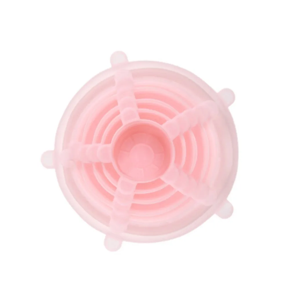 6pc-Pink Кухонные принадлежности 6 шт многоразовый силикон постельное белье эластичная крышка фрукты и овощи цепляющая пленка чаша горшок пищевая упаковка свежесть - Color: 6pc-Pink