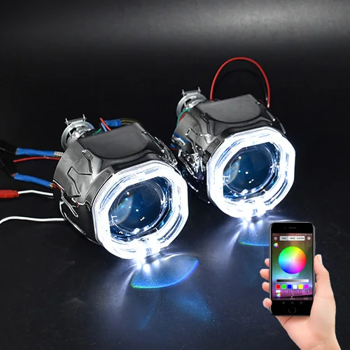 White-RGB(Demon) Ронан 2,5 биксенон 8,1 объектив проектора HID использовать H1 лампы h1H4 H7 вытяжная настольная розетка светодиодный оптический ангельские глазки интеграции кожухи для модернизации - Цвет: White-RGB(Demon)