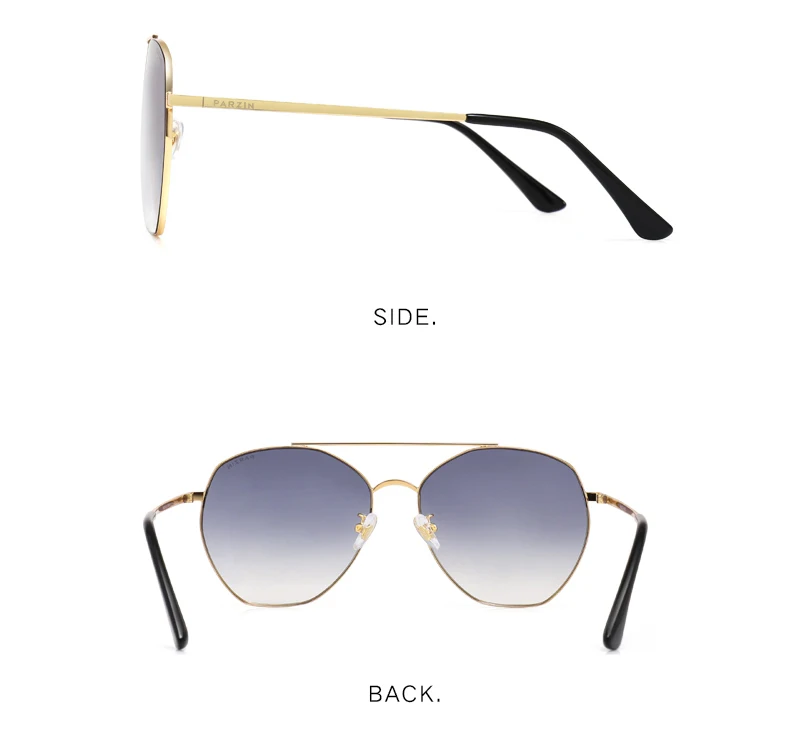 PARZIN Women's Sunglasses Brand Designer High Quality Metal Large Frame Sunglasses Fashion Light Color Trend Sunglasses New