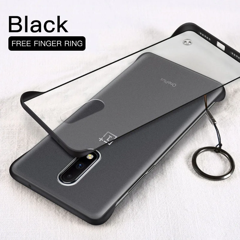 Black With Ring Роскошные бескаркасные тонкие чехлы для Oneplus 7 Pro One Plus Oneplus7 Oneplus7Pro Жесткий PC матовый прозрачный чехол Funda рамка брелок - Цвет: Black With Ring