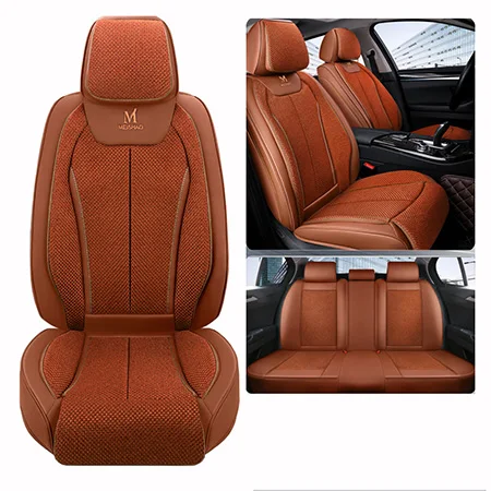 Orange Автомобили кожа и лен автомобильные чехлы на сиденья машины для toyota все модели toyota rav4 toyota corolla chr land cruiser prado premium - Название цвета: Orange
