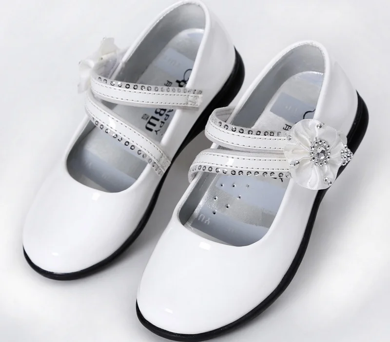 Girls Shoes Children Kid BalletShoes Little Princess Spring Summer Sweet Flower Rhinestone Patent Leather Rubber | Детская одежда и