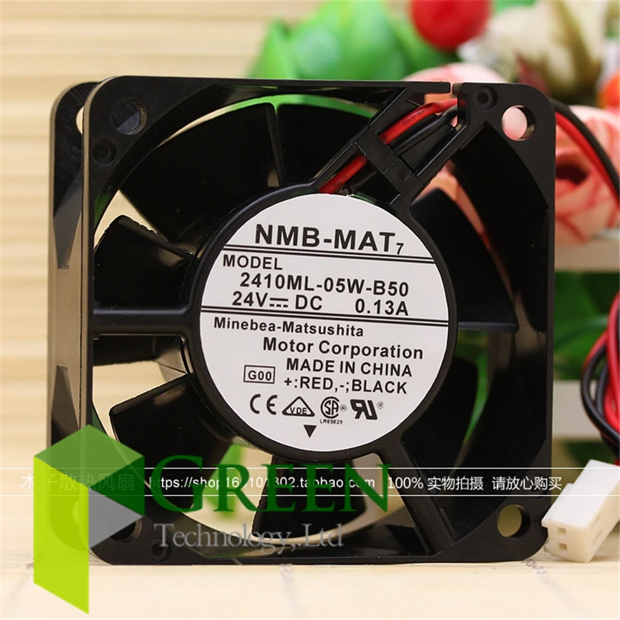 Original NMB 2410ML-05W-B50 6025 60MM 60*60*25MM Server case Cooling fan 24V 0.13A with 2pin