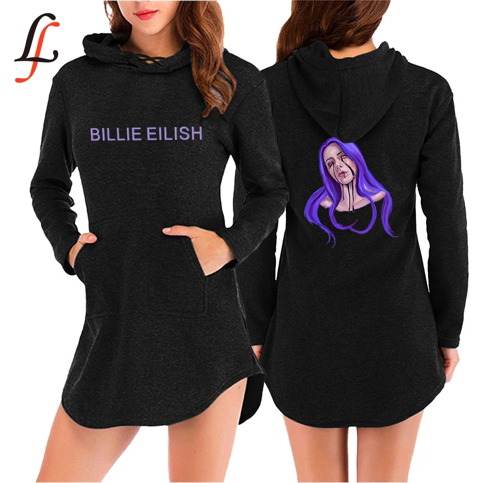 Платье с капюшоном Billie Eilish классическое Повседневное платье карманом для спорта