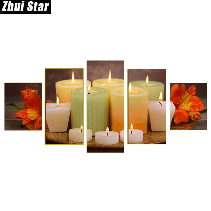 

5pcs Full diamond 5D DIY diamond painting Candle flower diamond embroidery cross stitch Mosaic living room wedding decorationXPZ