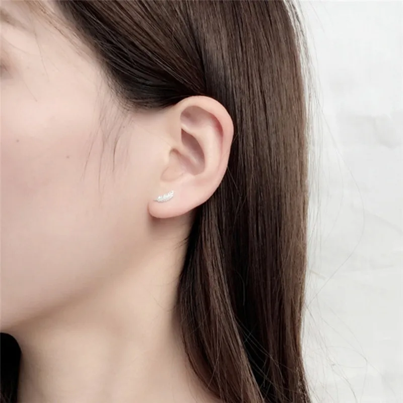 Женские серьги в форме пера из серебра 100% пробы R4 | Украшения и аксессуары