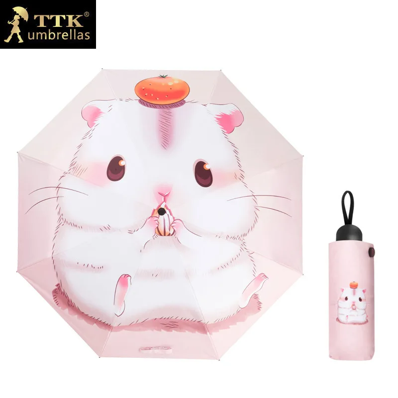 Mouse TTK кошки мини-зонт от солнца женское черное покрытие солнцезащитный бренд Карманный 5 складные зонты дети Guarda Chuva Мода Paraguas - Цвет: Mouse