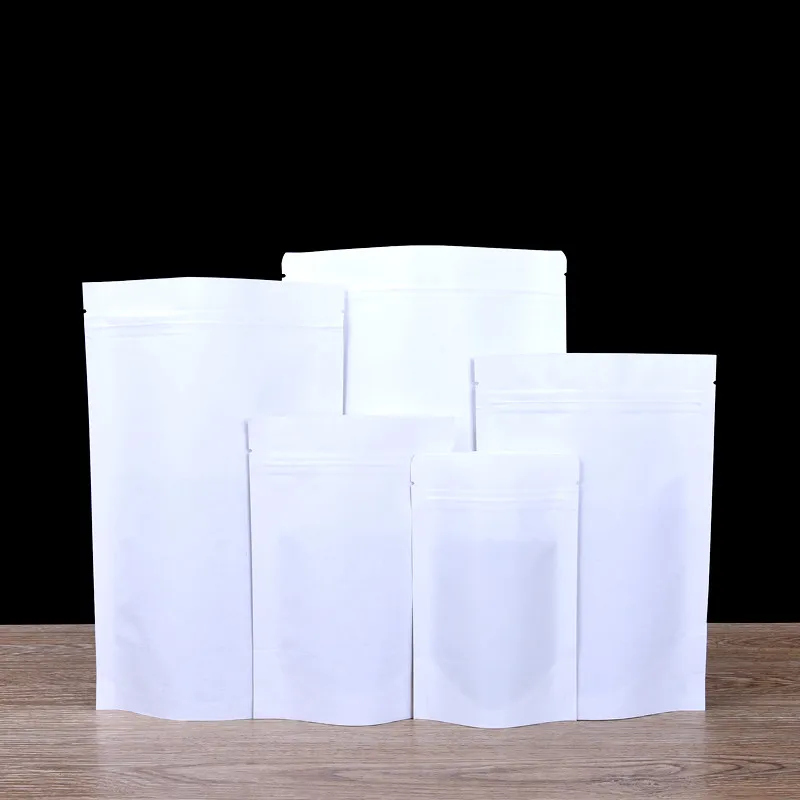 

10*15+4cm 100pcs white Scrub kraft paper bags stand up Zipper/zip lock packaging bag with window for Food/Tea/Nut/Coffee