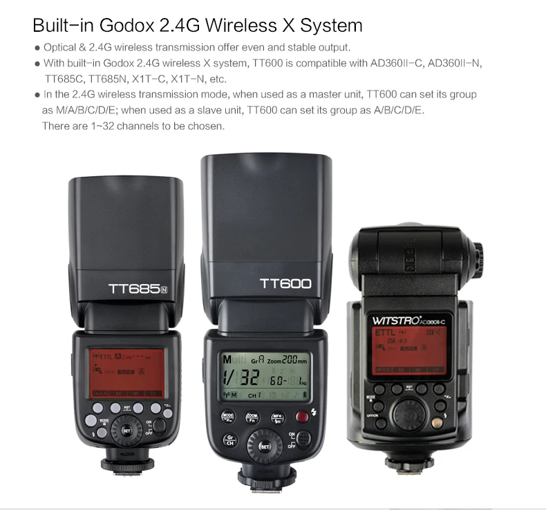 Godox TT600s камера Вспышка Speedlite 2,4G беспроводной главный Slave X1T-S триггер HSS ttl для sony a6000 a7 II III IV a58 a6500 a6300