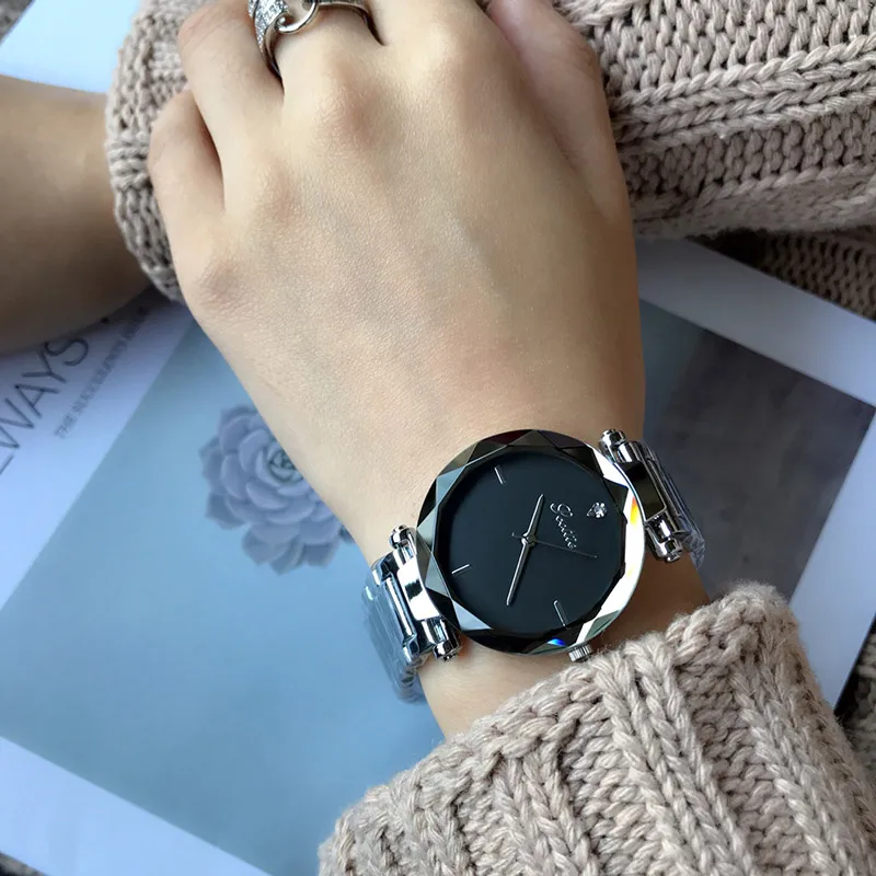 silver black Роскошные модные женские часы, ультрафиолетовый, для женщин, элегантные, повседневные, стразы, стальной браслет, платье, Relogio, женские, водонепроницаемые часы - Цвет: silver black