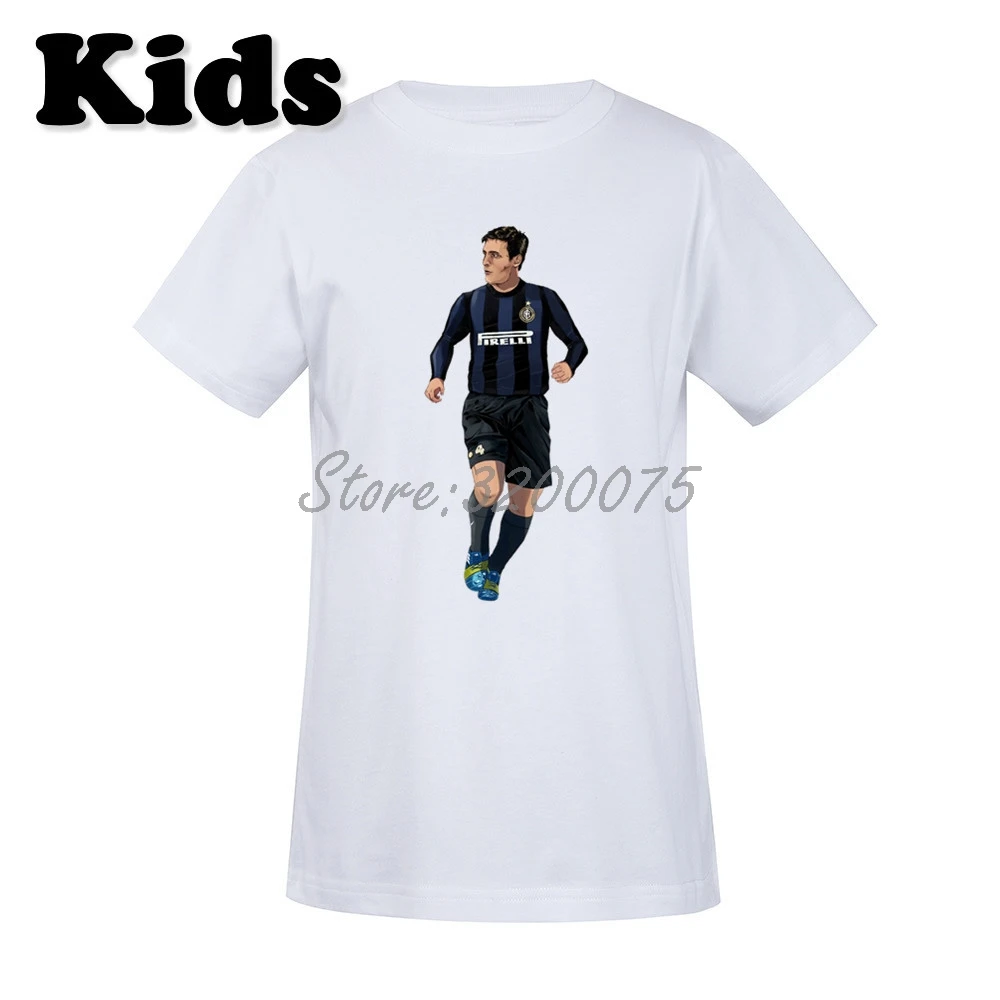 Детская футболка с надписью Javier Zanetti San Capitano 4 Argentina Legend круглым вырезом для