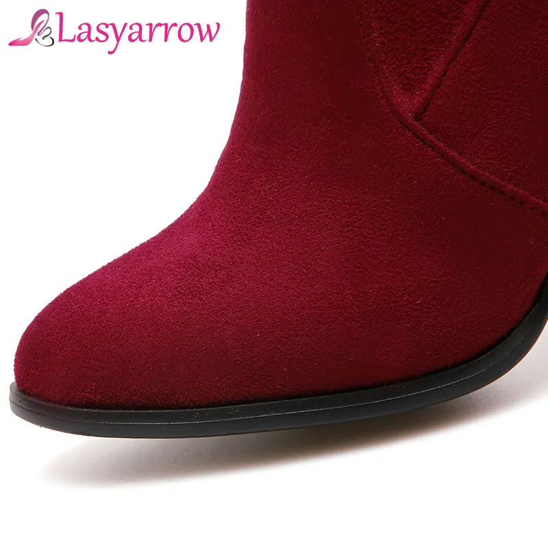 Lasyarrow/размер 32-46 2018 новая обувь женские сапоги Черные Сапоги выше колена