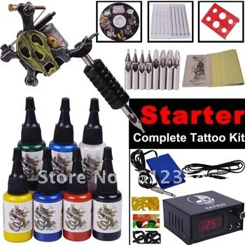 NEW Complete Beginner Starter Yello Tattoo Kit Machine System Set Ink Needle | Kits