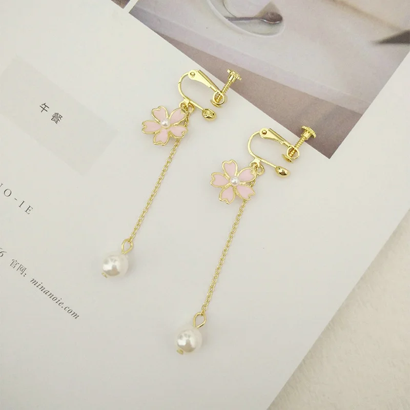 Женские серьги-клипсы золотого цвета длинные и короткие серьги с жемчугом