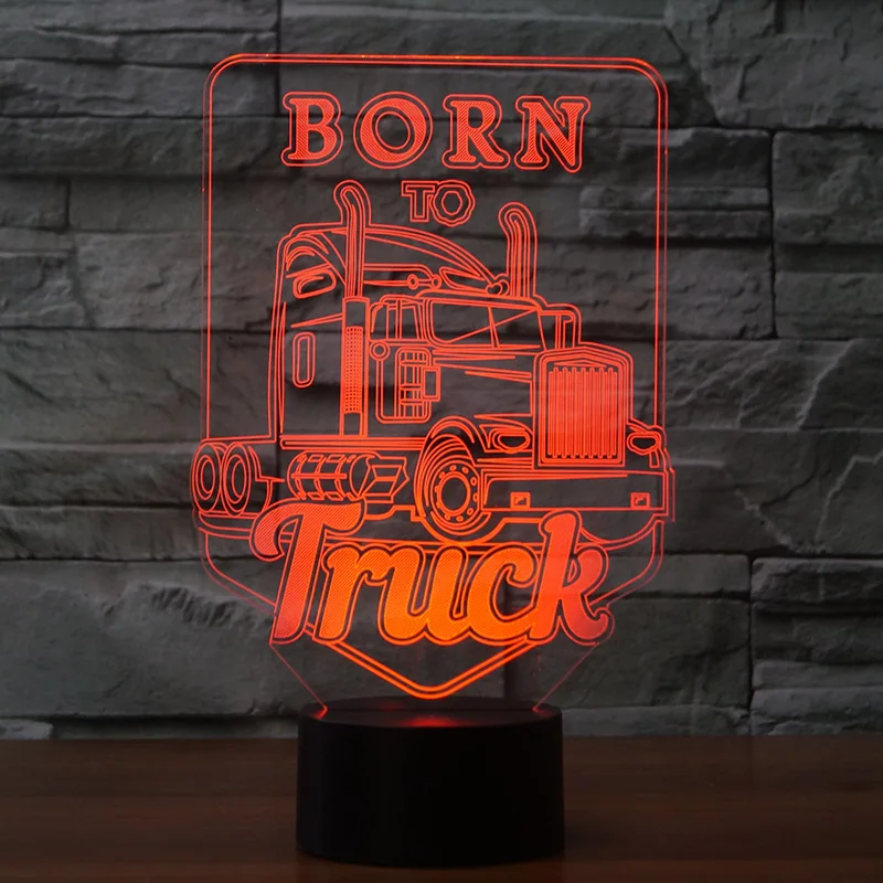 Born To Truck 3d Led ночник акриловые цветные огни голограмма детская настольная лампа