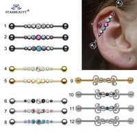 16g 1 636mm colorful cz industrial barbell ear cartilage helix conch piercing bar earring stud body jewelry