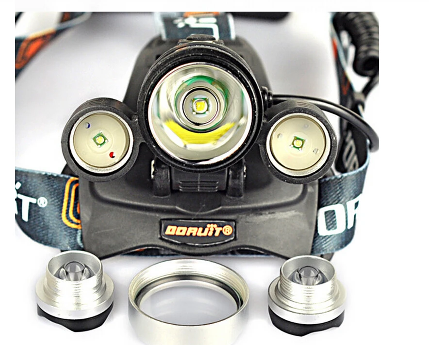 Фар XML T6 из светодиодов 3x CREE XM-L 5000Lm аккумуляторная фара фонарь налобный + ас / ес