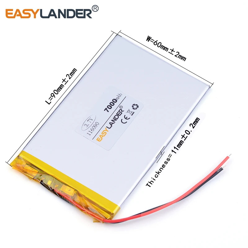 3 7 v батарея 116090 7000mAh для GPS PSP DVD PAD Электронная книга планшетный ПК power bank видео