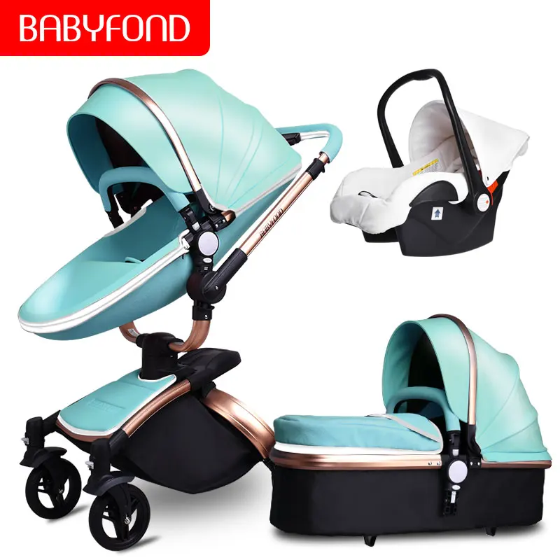 O Babyfond No Tax Роскошная детская коляска 3 в 1 модная коляска в европейском стиле Отправка подарков - Цвет: O
