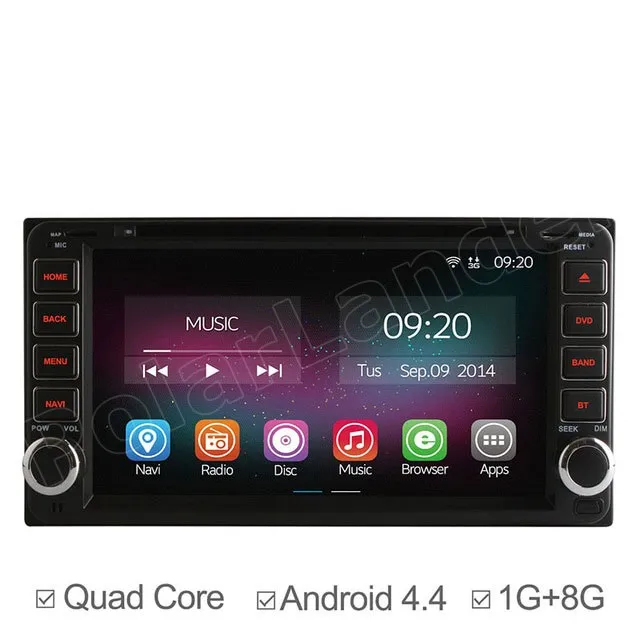 Четырехъядерный процессор 2 Din для Android 4 автомобильный DVD-проигрыватель Toyota Hilux Vios