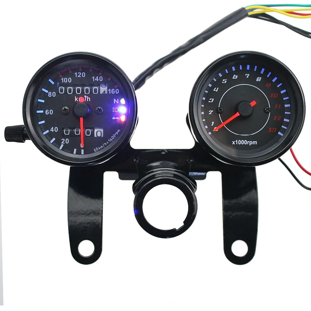 Iztoss12V Мотоцикл Скутер черный светодиодный одометр спидометр датчик и 13000 об./мин Тахометр для кафе гонщик Suzuki Honda Kawasaki