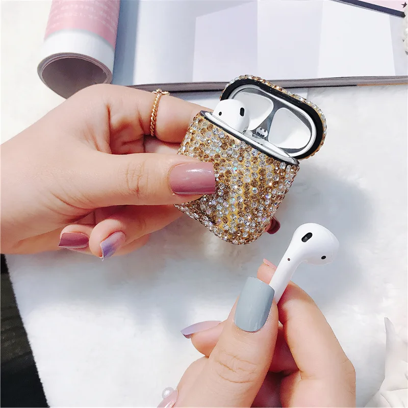 Блестящий Алмазный страз чехол для Apple AirPods беспроводной Bluetooth наушники защитный