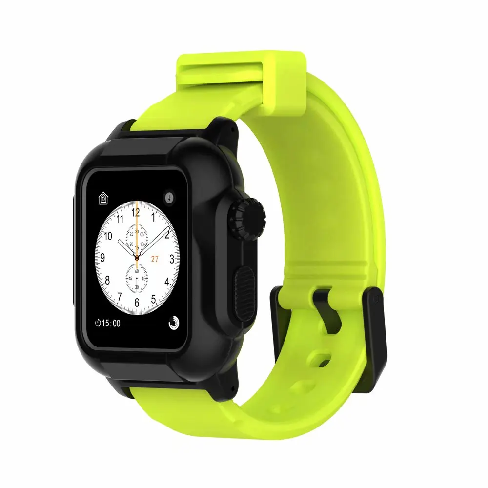 Защитный чехол+ ремешок для Apple Watch 44 мм/40 мм Iwatch 5 4 3 браслет наручные часы ремешки+ Водонепроницаемый защитный корпус - Цвет ремешка: Yellow Black case