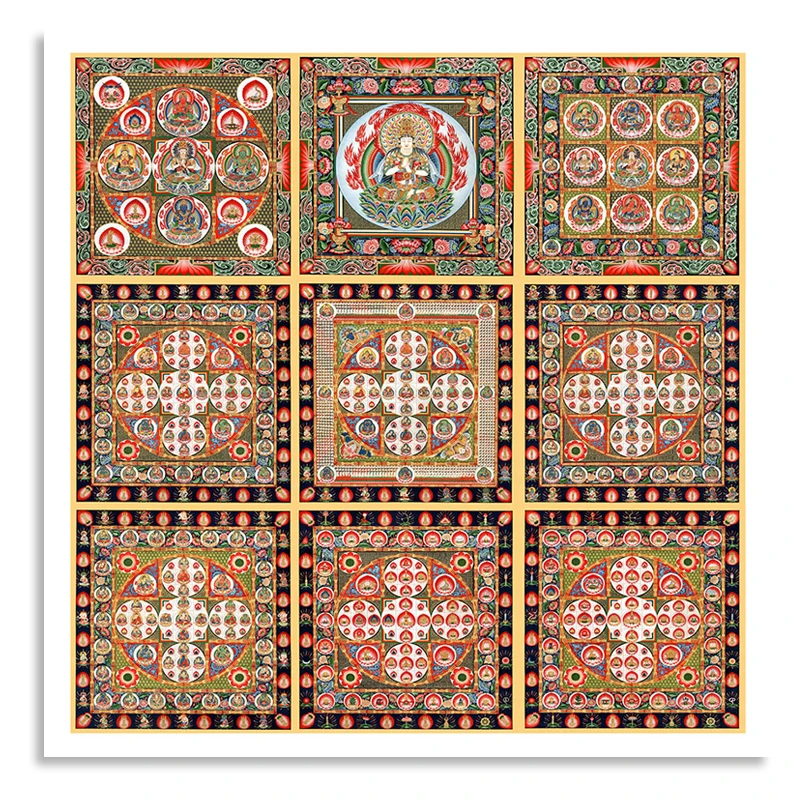 Thangka Мандали с Буддой тибетская религиозная картина на холсте живопись мандалой |