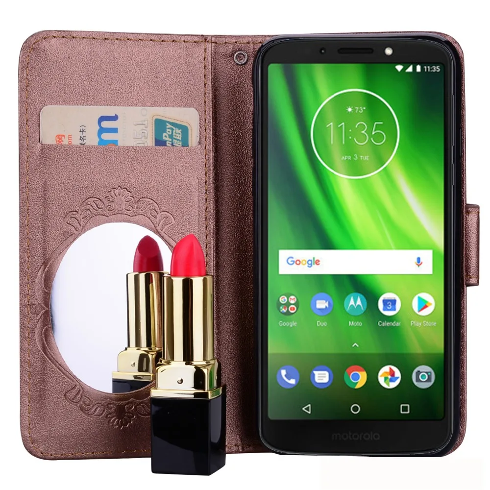ZEALLION для Motorola Moto G4 G5 G5s G6 Plus модный рельефный зеркальный Чехол книжка из