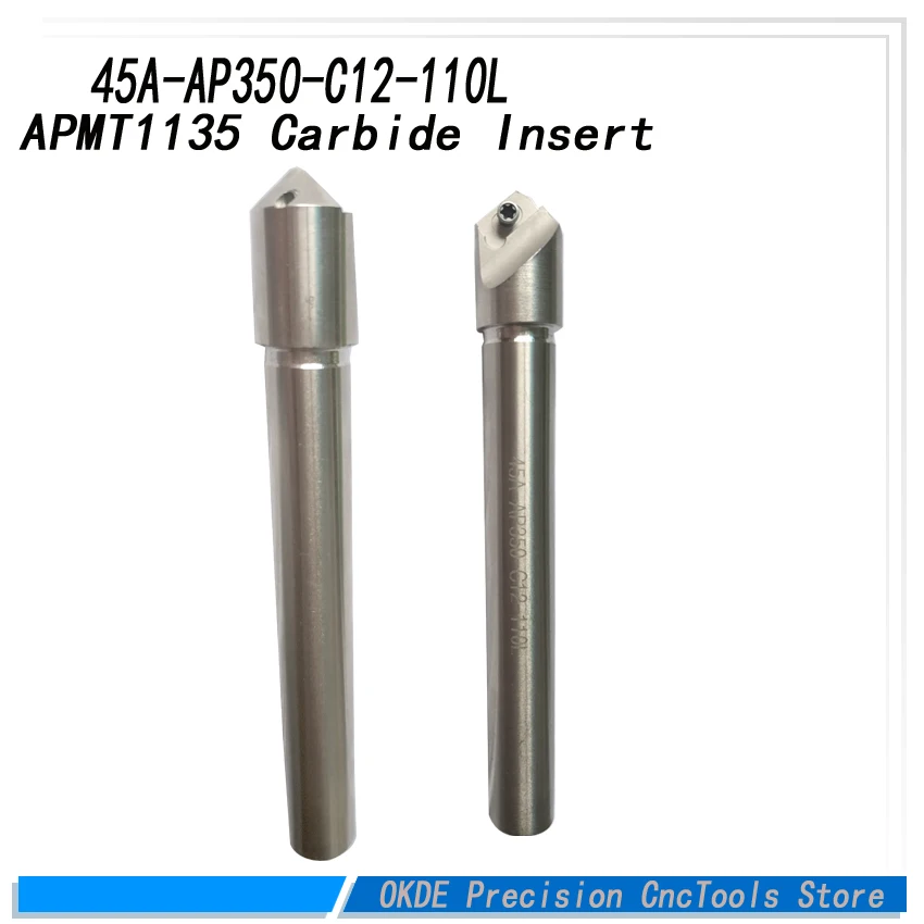 

45A-AP350-C12-110L 45 degree chamfer end milling cutter arbor for used APMT1135 carbide inserts