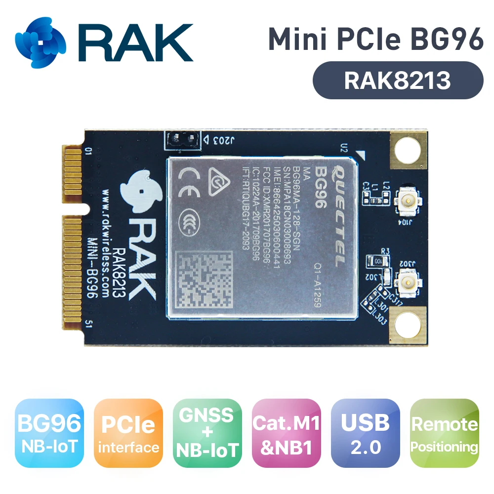 RAK8213 BG96 на базе Mini PCIe cellular IoT module GNSS + NB USB2.0 CatM1 и NB1  EGPRS Pin совместимый с EC21