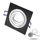 Квадратный поворотный Точечный светильник, монтажная рама из литого алюминия черного цвета с цоколем ламп MR16GU10, лампы 5 см